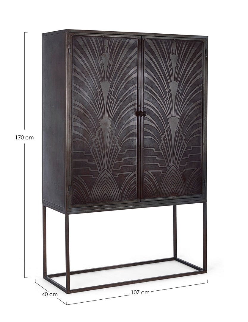 Cabinet din metal, cu 2 usi, Lanford Maro inchis, l107xA40xH170 cm (9)