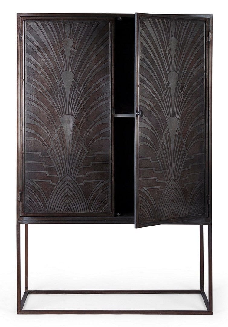 Cabinet din metal, cu 2 usi, Lanford Maro inchis, l107xA40xH170 cm (5)