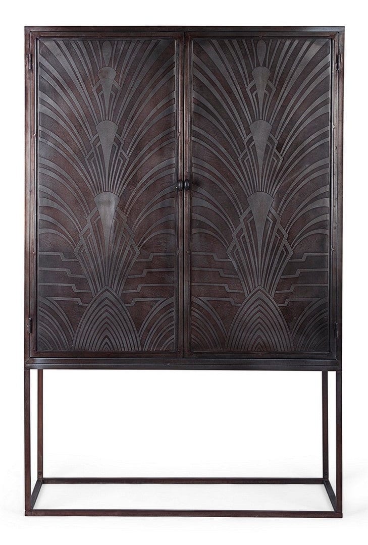 Cabinet din metal, cu 2 usi, Lanford Maro inchis, l107xA40xH170 cm (4)