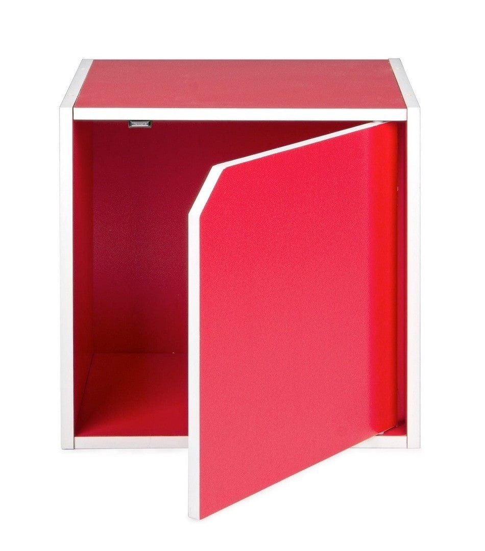 Cabinet modular din MDF, cu 1 usa, Composite Rosu / Alb, l35xA29,2xH35 cm (4)
