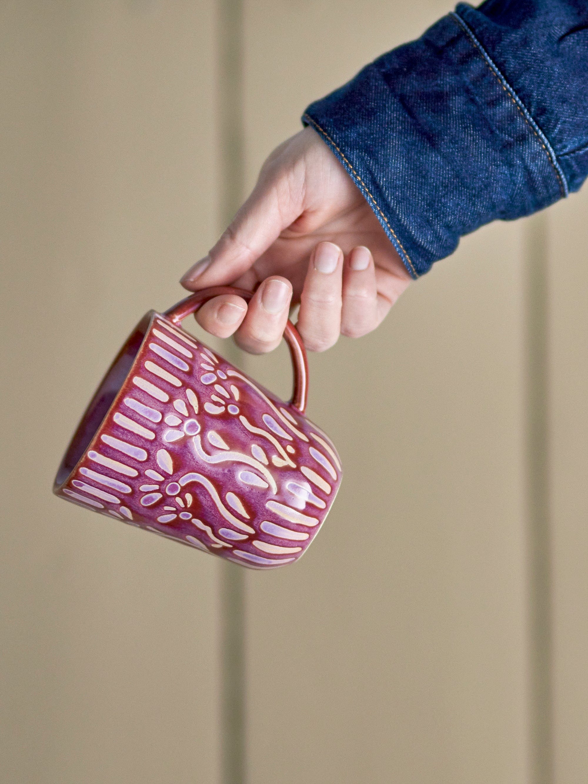 Bloomingville Cana din ceramica, Samsin Violet, 150 ml