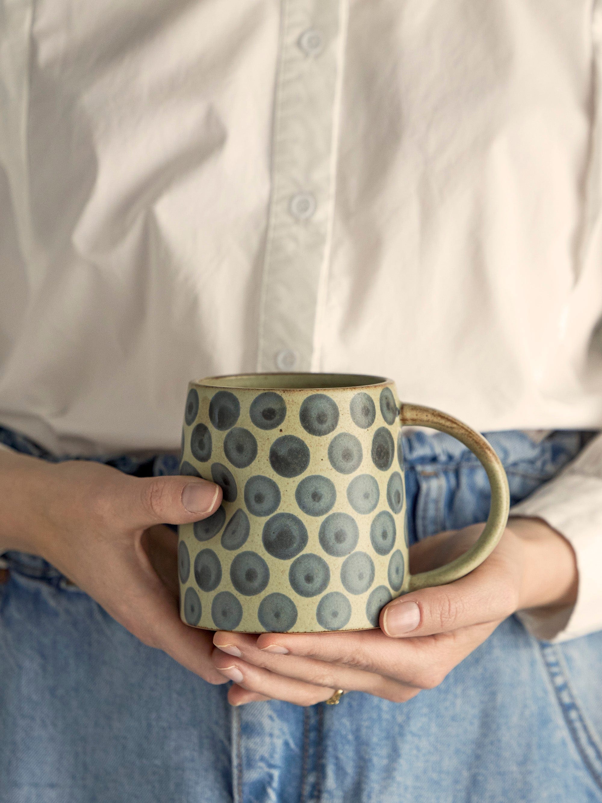 Bloomingville Cana din ceramica, Tinni Albastru, 470 ml