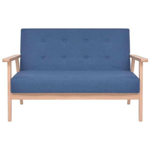 VidaXL Albastru Canapea Amie Fixa cu Spuma Poliuretanica, 2 Locuri, tapitata cu Stofa, l113,5xA67xH73,5 cm