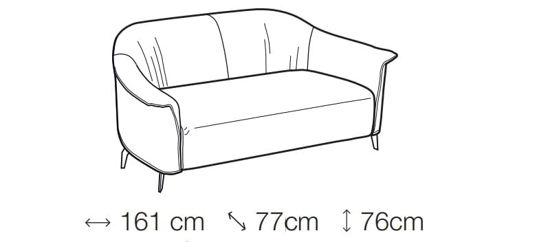 LeComfort Canapea Celine Fixa cu Benzi Elastice si Spuma Poliuretanica, 2 Locuri, l161xA77xH76 cm