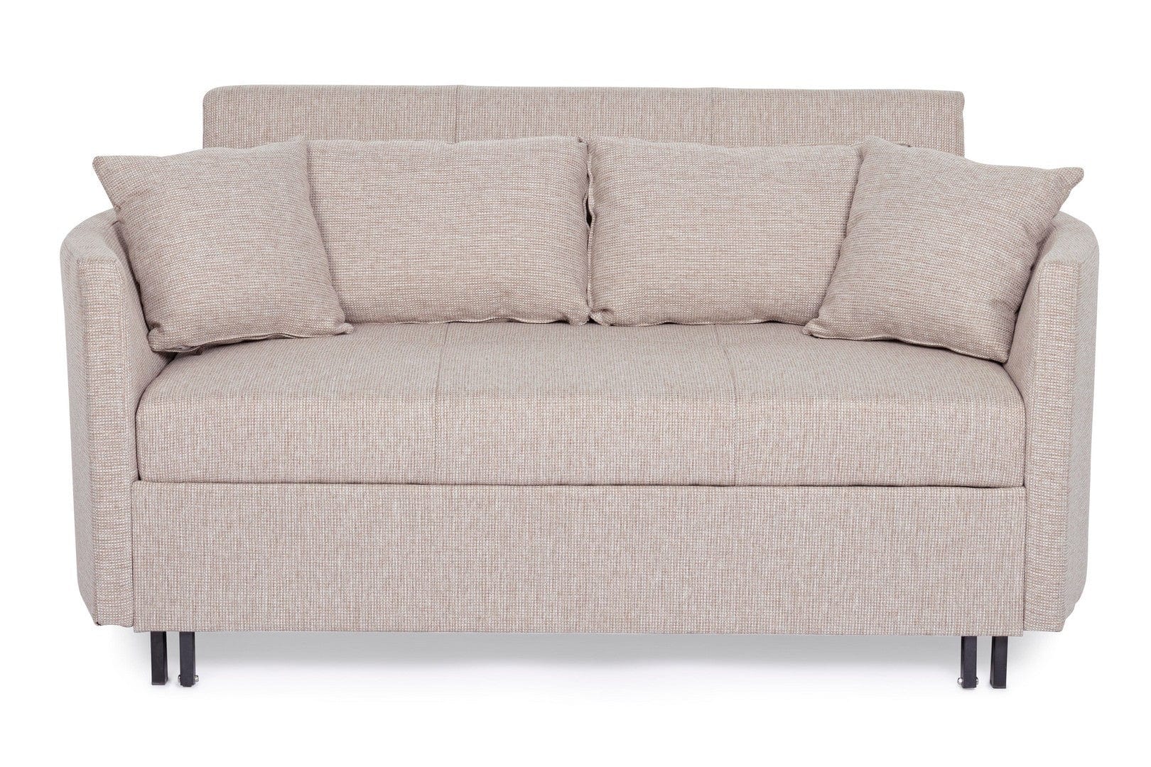 Canapea Clayton Bej Extensibila cu Spuma Poliuretanica, 2 Locuri, Suprafata de Dormit 131x190 cm, tapitata cu Stofa, Perne Incluse, l166xA88xH84 cm (1)