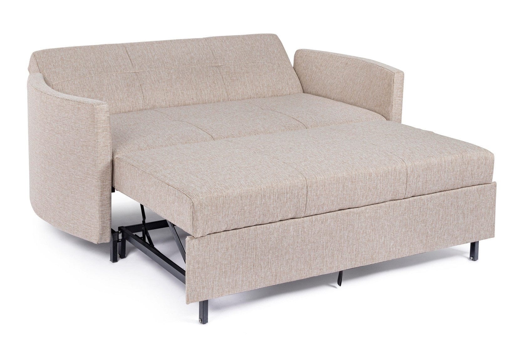 Canapea Clayton Bej Extensibila cu Spuma Poliuretanica, 2 Locuri, Suprafata de Dormit 131x190 cm, tapitata cu Stofa, Perne Incluse, l166xA88xH84 cm (3)