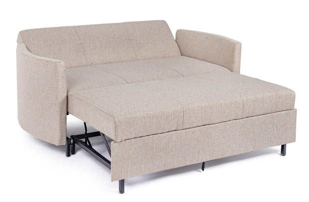 Canapea Clayton Bej Extensibila cu Spuma Poliuretanica, 2 Locuri, Suprafata de Dormit 131x190 cm, tapitata cu Stofa, Perne Incluse, l166xA88xH84 cm (3)