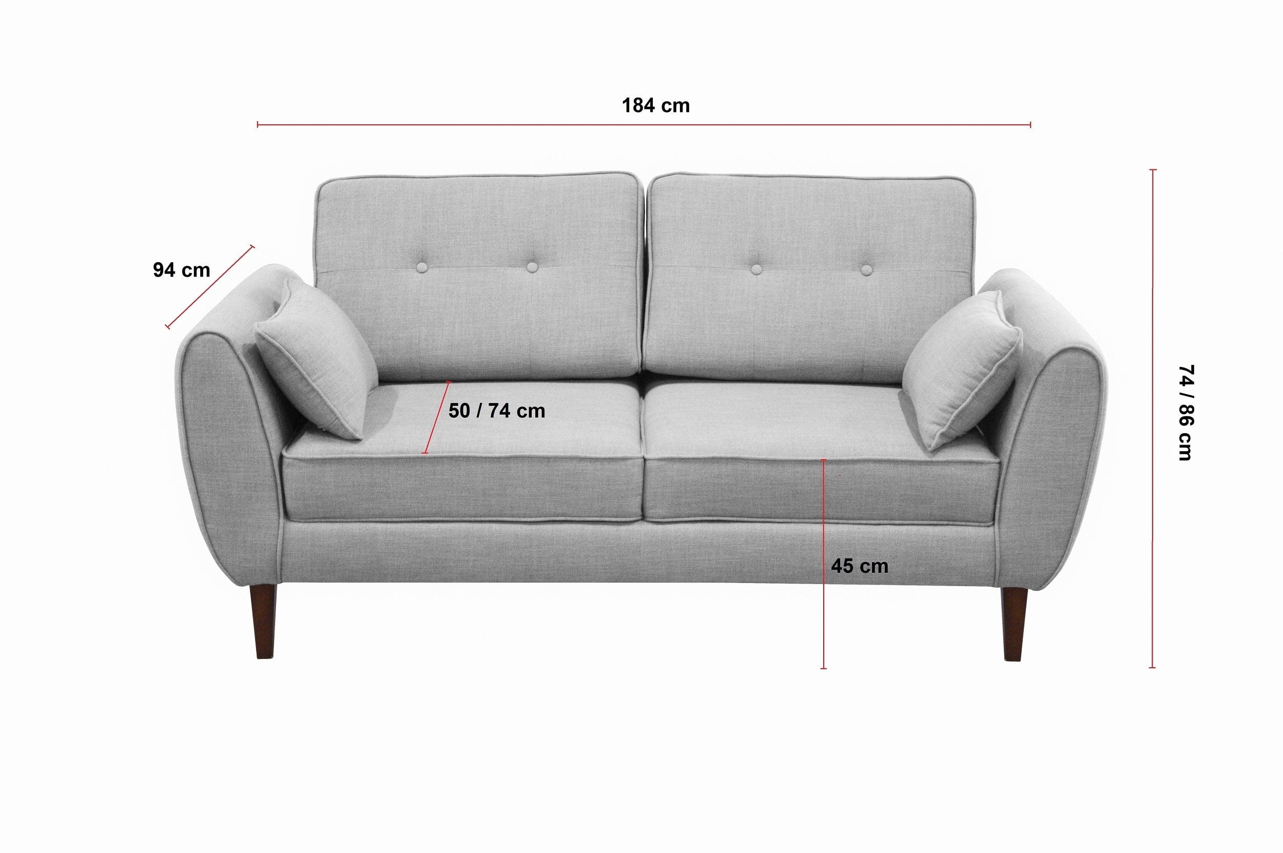 Canapea Cody Fixa cu Arcuri Ondulate si Spuma Poliuretanica, 2 Locuri, Perne Incluse, l184xA94xH74 cm (2)