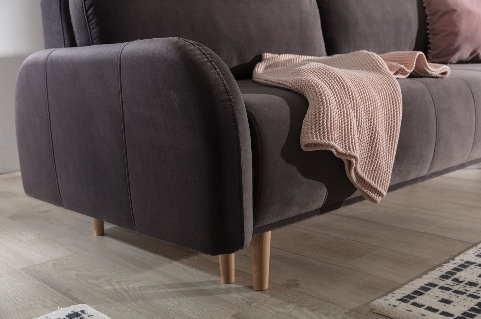 Canapea Domino Extensibila cu Arcuri Ondulate si Spuma Poliuretanica, 3 Locuri, Suprafata de Dormit 200x145 cm, Perne Incluse, l230xA100xH88 cm (4)