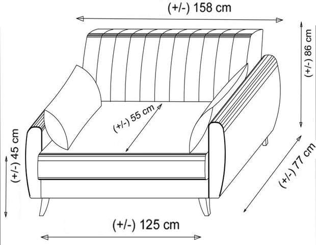 Canapea extensibila 2 locuri, Alkon Bej, l158xA77xH86 cm (6)