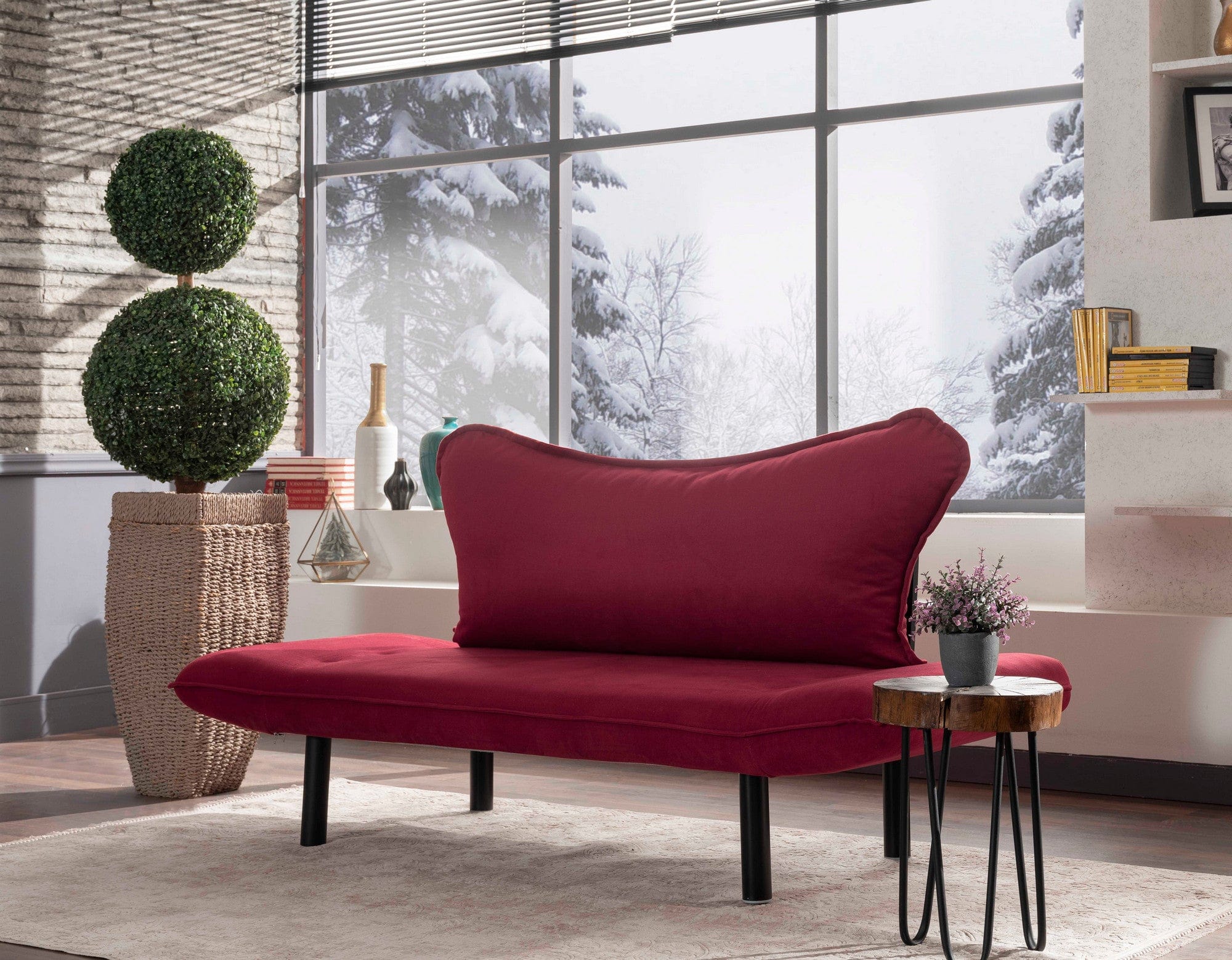 Canapea extensibila 2 locuri, Chatto Bordeaux, l140xA65xH70 cm (1)