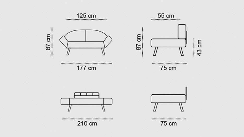 Canapea extensibila 2 locuri, Genzo Bordeaux, l177xA75xH87 cm (5)