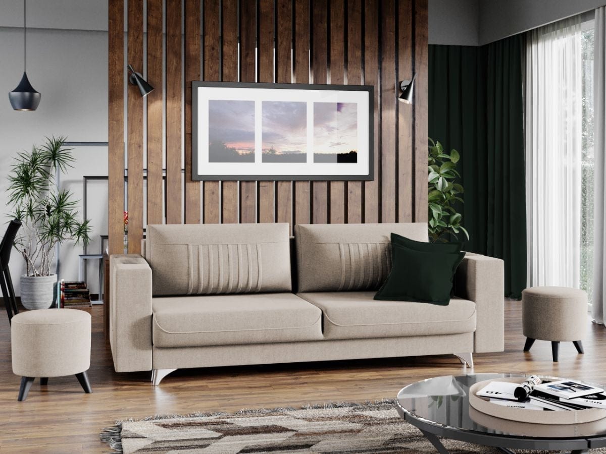 Canapea Extensibila,2 Locuri,Lada de Depozitare,tapitata cu stofa,Granies,l233xA96xH85 cm (2)