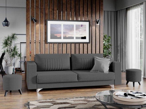 Canapea Extensibila,2 Locuri,Lada de Depozitare,tapitata cu stofa,Granies,l233xA96xH85 cm (6)