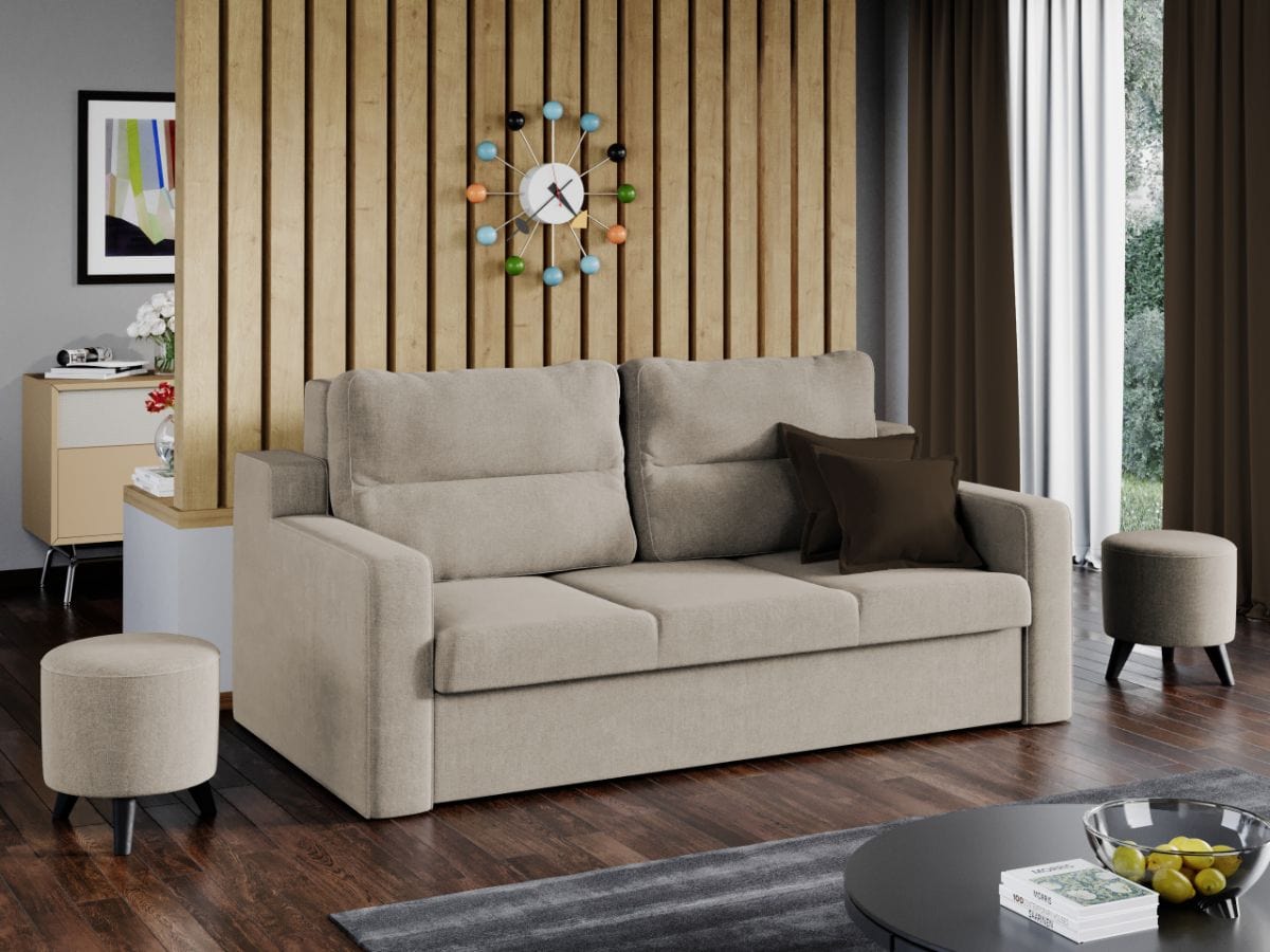 Canapea Extensibila, 2 locuri, Lada de Depozitare, tapitata cu stofa, Mexis, l197xA115xH95 cm