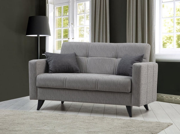 Canapea extensibila 2 locuri, Polya Gri Deschis, l151xA75xH86 cm (1)
