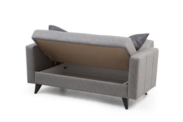 Canapea extensibila 2 locuri, Polya Gri Deschis, l151xA75xH86 cm (5)