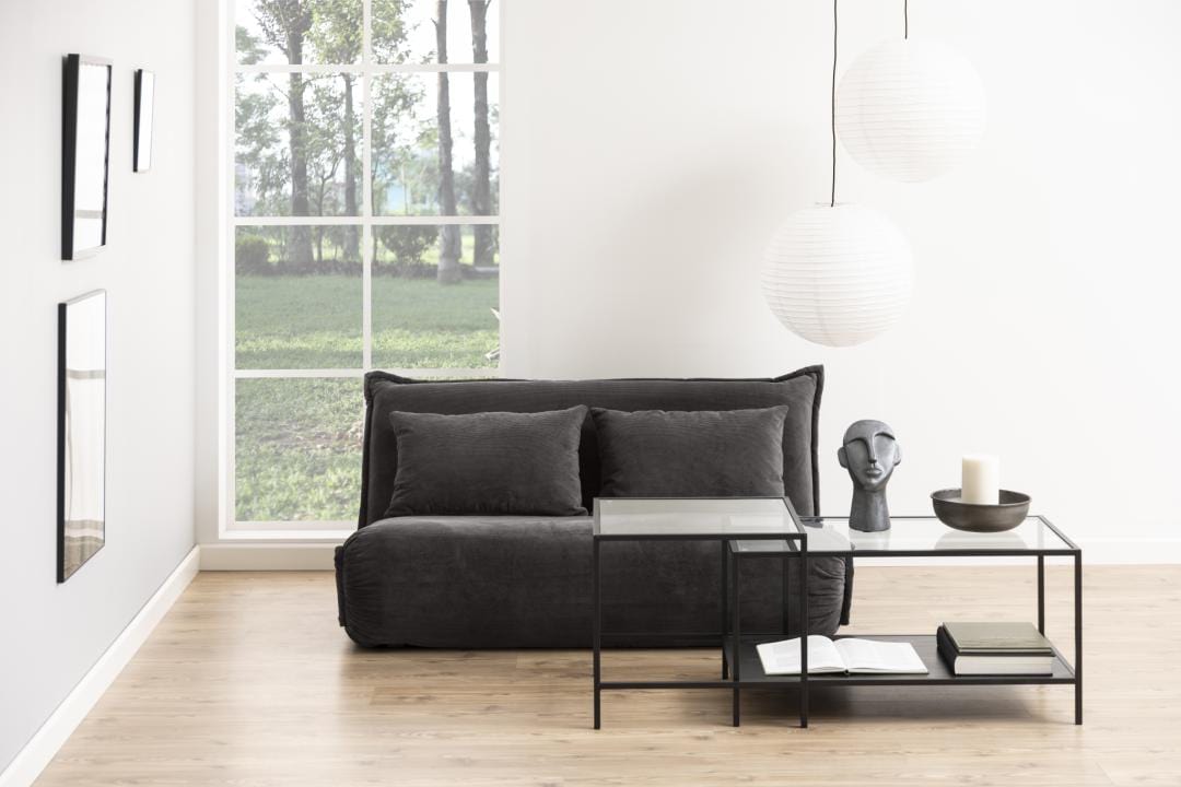 Actona Canapea Extensibila, 2 locuri, tapitata cu stofa, Halle Antracit, l150xA85xH75 cm