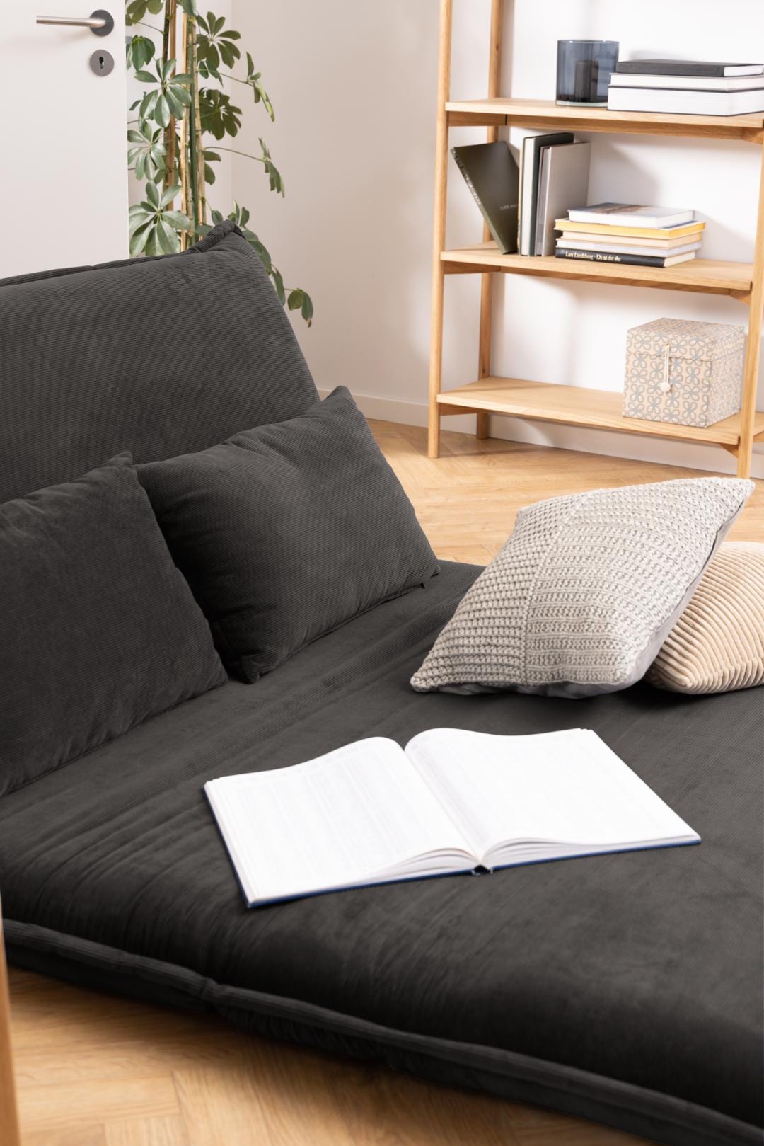 Actona Canapea Extensibila, 2 locuri, tapitata cu stofa, Halle Antracit, l150xA85xH75 cm