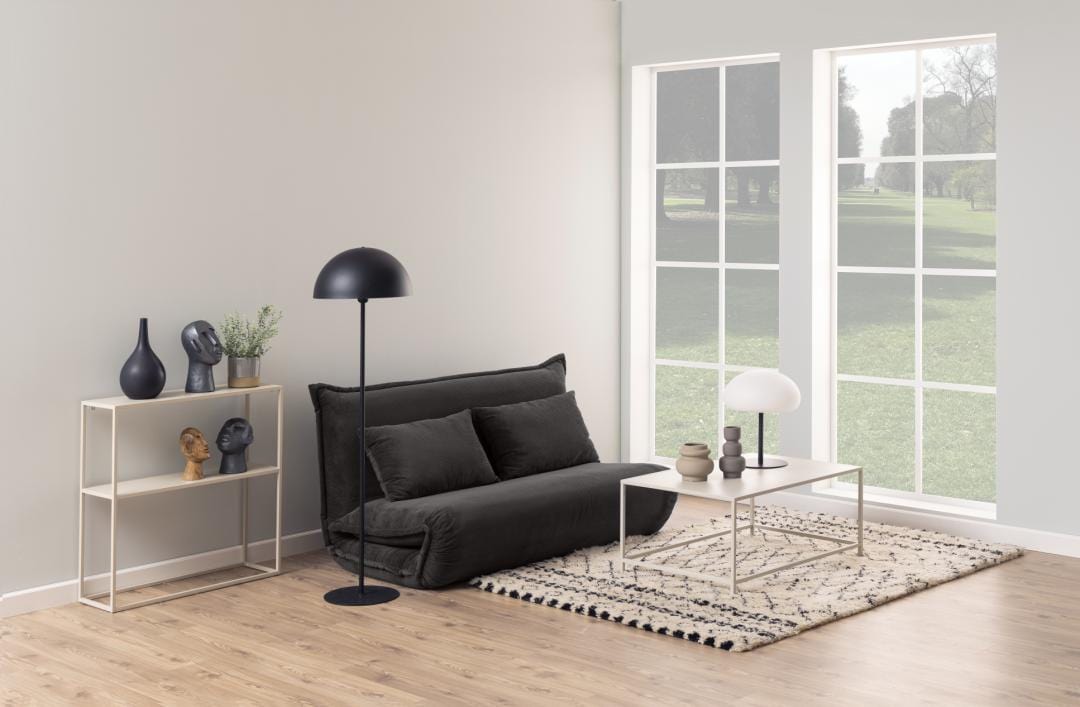 Actona Canapea Extensibila, 2 locuri, tapitata cu stofa, Halle Antracit, l150xA85xH75 cm