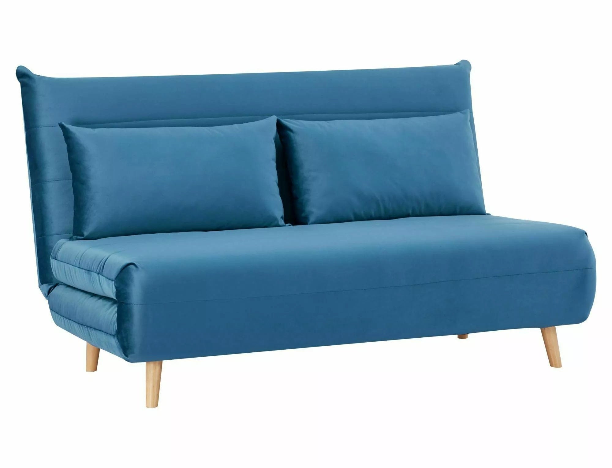 Canapea Extensibila, 2 locuri, tapitata cu stofa, Spike II Velvet Albastru / Fag, l147xA91xH84 cm