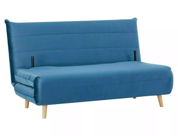 Canapea Extensibila, 2 locuri, tapitata cu stofa, Spike II Velvet Albastru / Fag, l147xA91xH84 cm (2)