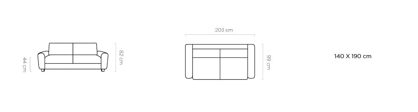 Wersal Canapea Extensibila, 3 Locuri, Capris S140, l203xA99xH82 cm
