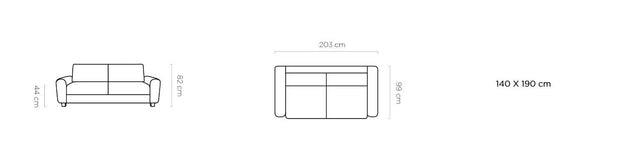 Wersal Canapea Extensibila, 3 Locuri, Capris S140, l203xA99xH82 cm