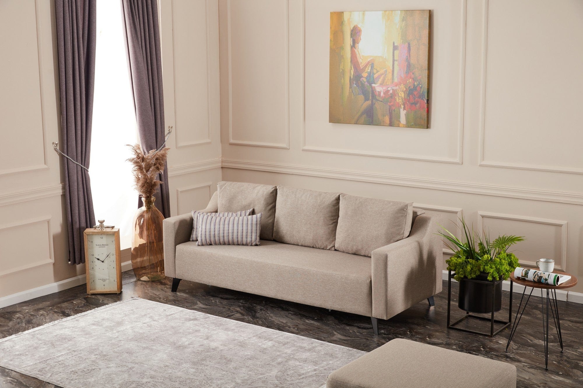 Canapea extensibila 3 locuri, Doga Crem, l230xA90xH74 cm (3)