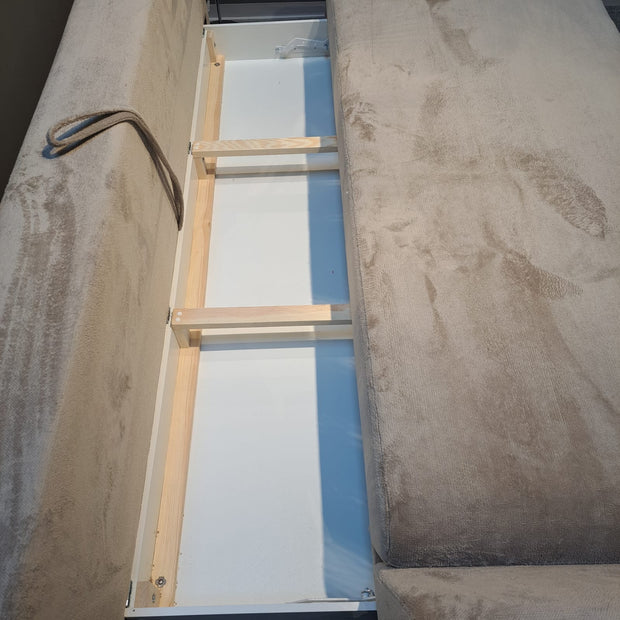 Canapea Extensibila, 3 Locuri, Lada de Depozitare, Perne Incluse, Mate Cappuccino, l242xA110xH75 cm (3)