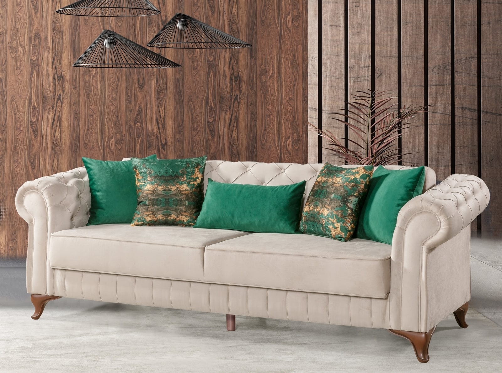 Canapea Extensibila, 3 Locuri, Lada de Depozitare, tapitata cu stofa, Pedesa Velvet Crem, l235xA90xH85 cm (1)