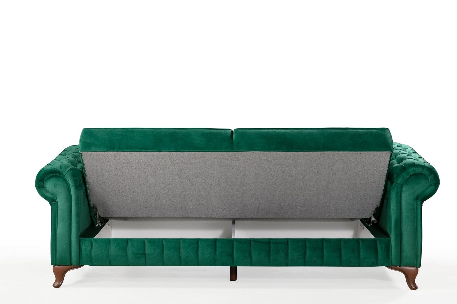 Canapea Extensibila, 3 Locuri, Lada de Depozitare, tapitata cu stofa, Pedesa Velvet Verde, l235xA90xH85 cm (3)