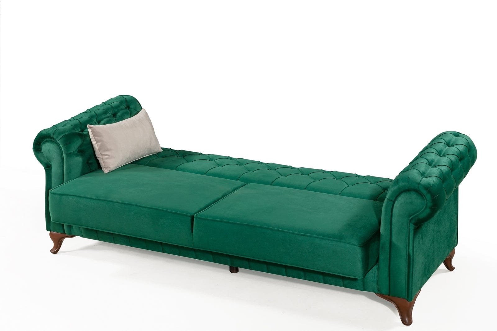 Canapea Extensibila, 3 Locuri, Lada de Depozitare, tapitata cu stofa, Pedesa Velvet Verde, l235xA90xH85 cm (4)