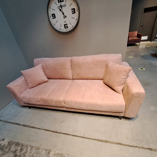 Canapea Extensibila, 3 Locuri, Lada de Depozitare, tapitata cu Stofa, Perne Incluse, Kary Roz, l246xA111xH93 cm (2)