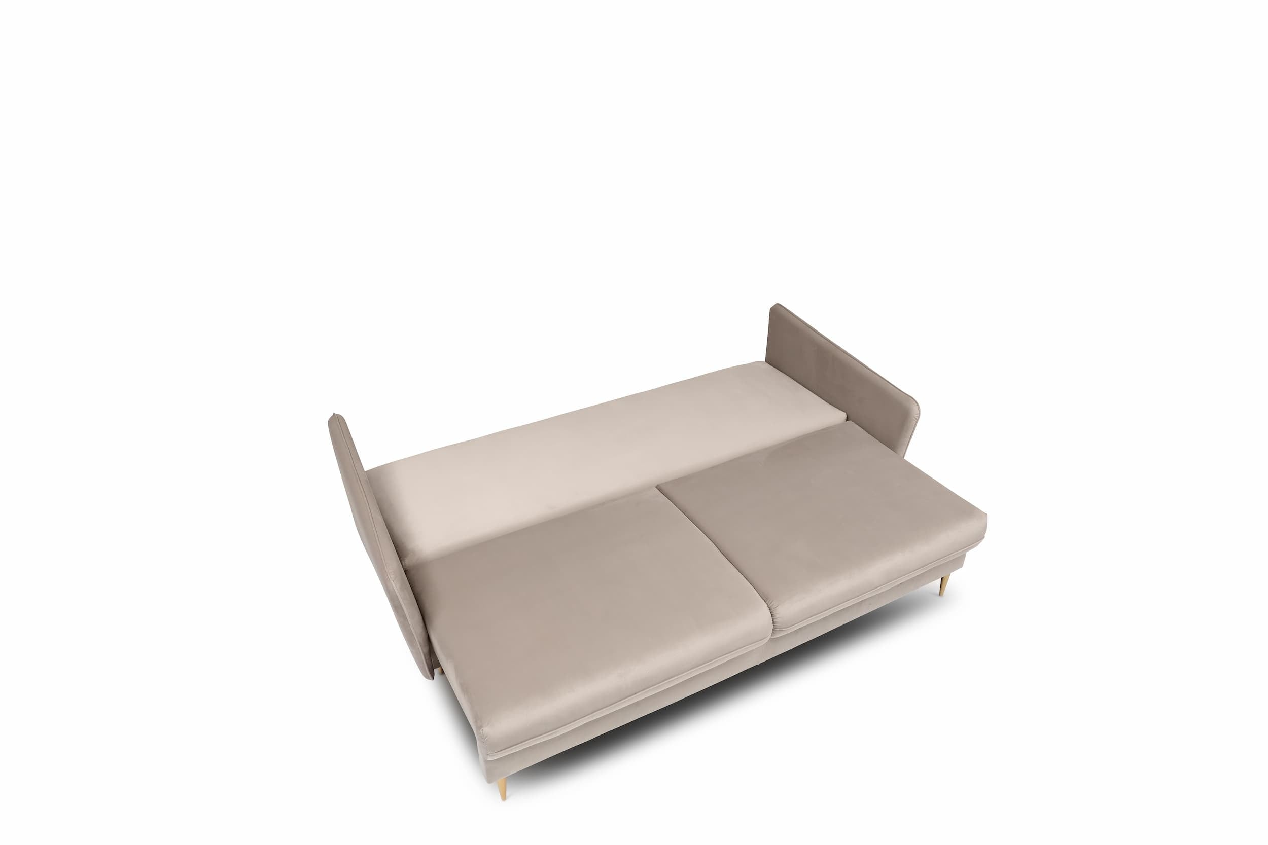 Puszman Canapea Extensibila, 3 Locuri, Lada de Depozitare, tapitata cu stofa, Perne Incluse, Volio Velvet Bej, l221xA100xH90 cm