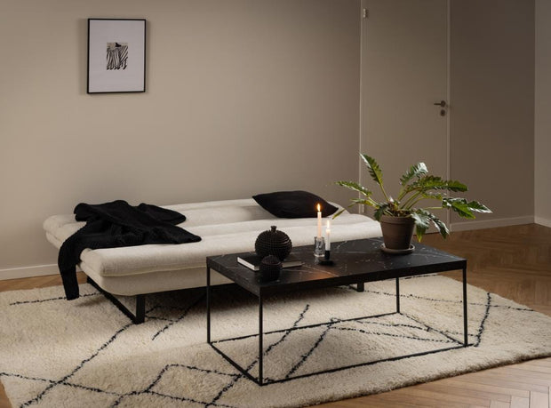 Actona Canapea Extensibila, 3 locuri, tapitata cu stofa, Arbonne Bej / Negru, l200xA124xH91 cm