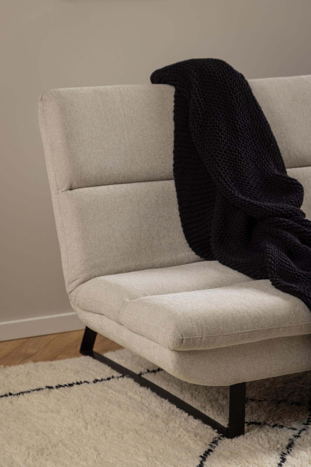 Actona Canapea Extensibila, 3 locuri, tapitata cu stofa, Arbonne Bej / Negru, l200xA124xH91 cm