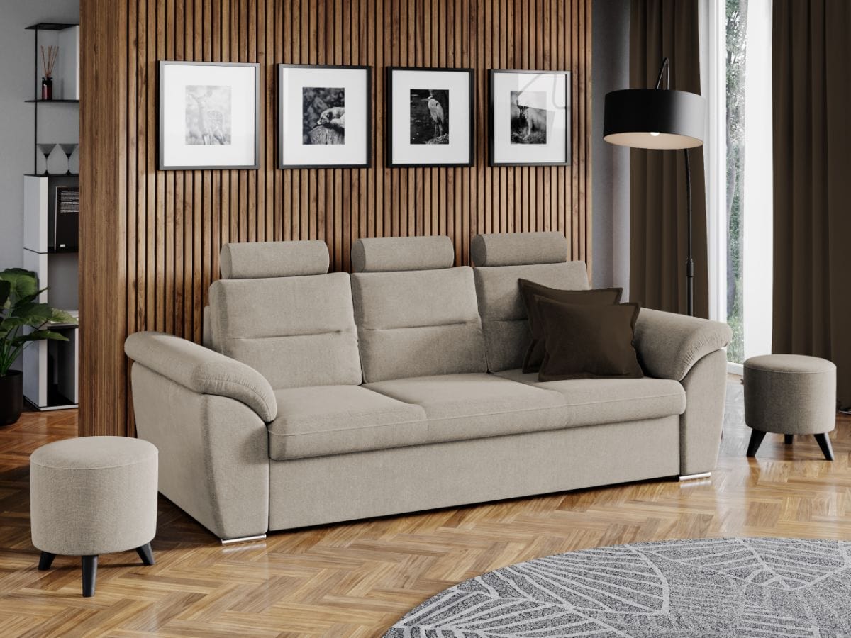 Canapea Extensibila, 3 locuri, tapitata cu stofa, Bianis, l250xA90xH105 cm (1)