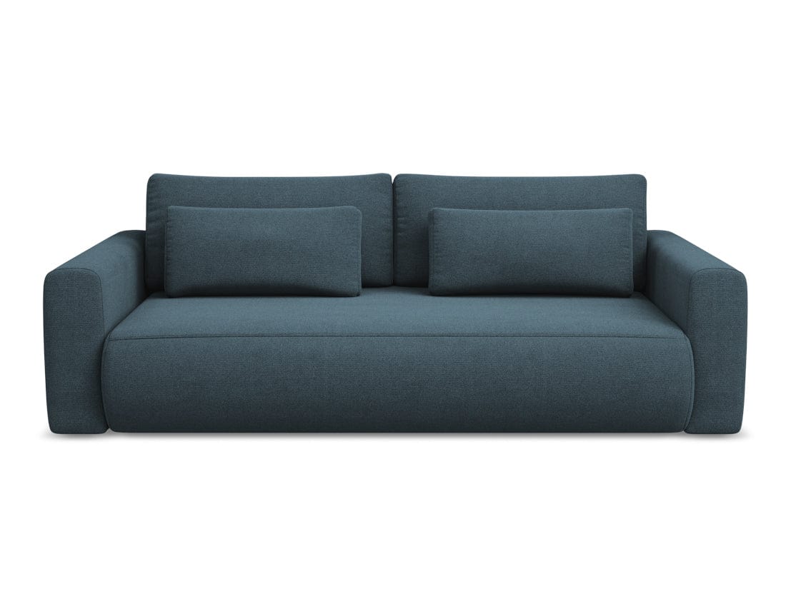 Makamii Canapea Extensibila, 3 locuri, Tapitata cu Stofa, Lada de Depozitare, Kapua 3SF-C5 Albastru Denim / Negru, l238xA105xH82 cm