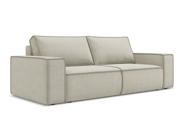 Makamii Canapea Extensibila, 3 locuri, Tapitata cu Stofa, Lada de Depozitare, Kimo 3SF-C13 Bej Deschis / Negru, l255xA105xH85 cm