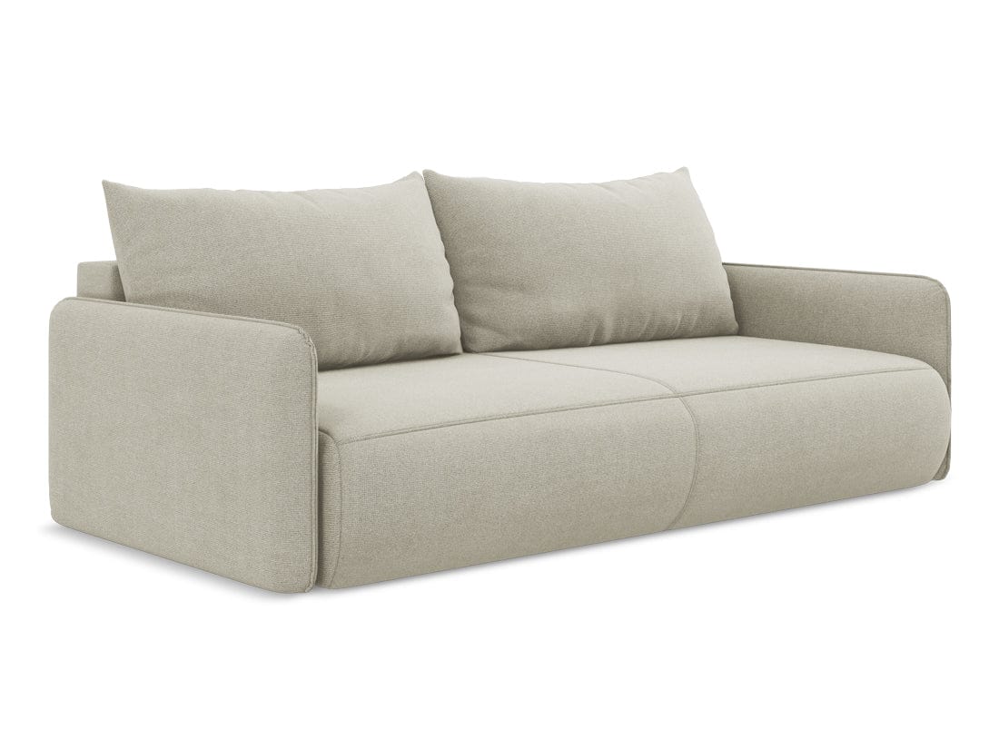 Makamii Bej Canapea Extensibila, 3 locuri, Tapitata cu Stofa, Lada de Depozitare, Nanea 3SF-24, l216xA105xH86 cm