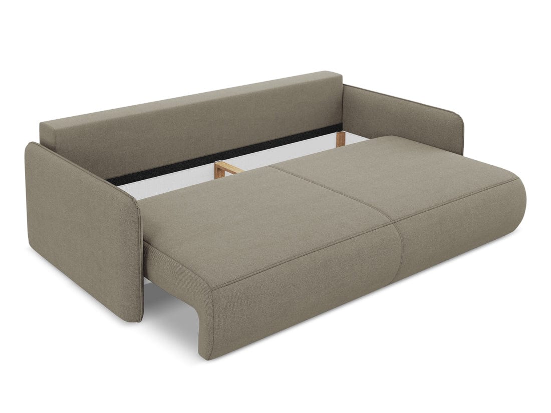 Makamii Canapea Extensibila, 3 locuri, Tapitata cu Stofa, Lada de Depozitare, Nanea 3SF-C14 Bej Inchis / Negru, l216xA105xH86 cm