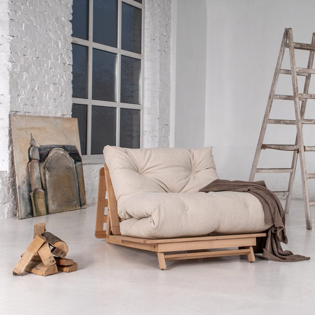 Canapea Extensibila, 3 Locuri, Tapitata cu Stofa, Layti 90 Oil Crem, l90xA115xH80 cm (1)