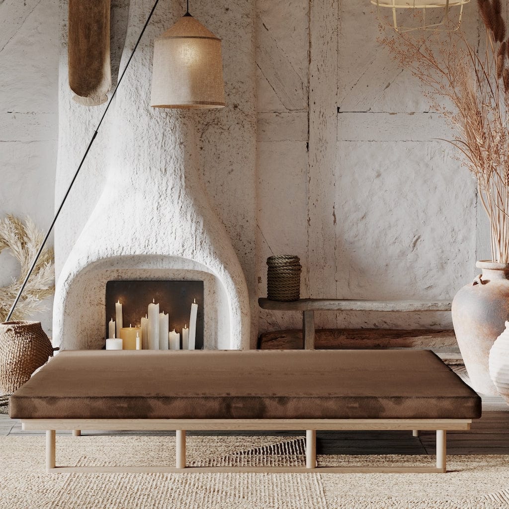 Woodman Canapea Extensibila, 3 Locuri, Tapitata cu Stofa, Le MAR Oil Maro / Natural, l201xA74xH70 cm