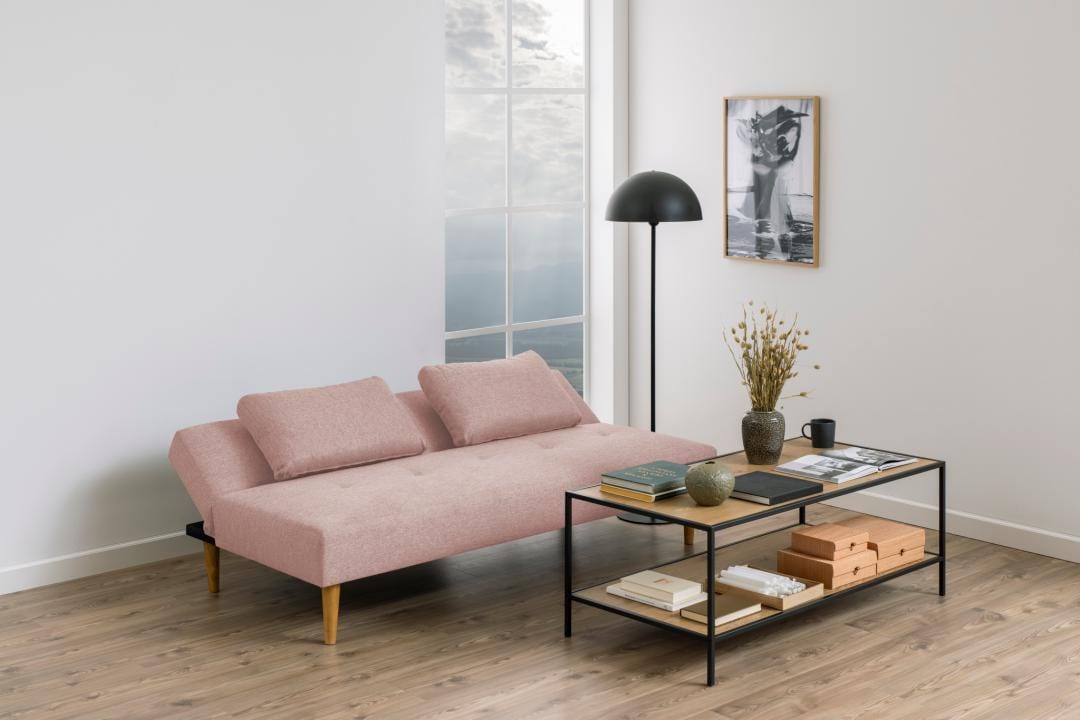 Actona Canapea Extensibila 3 Locuri, tapitata cu stofa, Lucca Rose, l180xA86xH74 cm