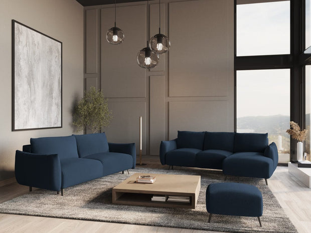 Makamii Canapea Extensibila, 3 locuri, Tapitata cu Stofa, Malie 3SF-C10 Albastru Royal / Negru, l230xA105xH86 cm