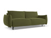 Makamii Canapea Extensibila, 3 locuri, Tapitata cu Stofa, Malie Velvet 3SF-C23 Verde Olive / Negru, l230xA105xH86 cm