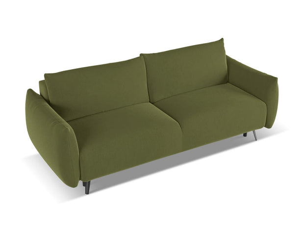 Makamii Canapea Extensibila, 3 locuri, Tapitata cu Stofa, Malie Velvet 3SF-C23 Verde Olive / Negru, l230xA105xH86 cm