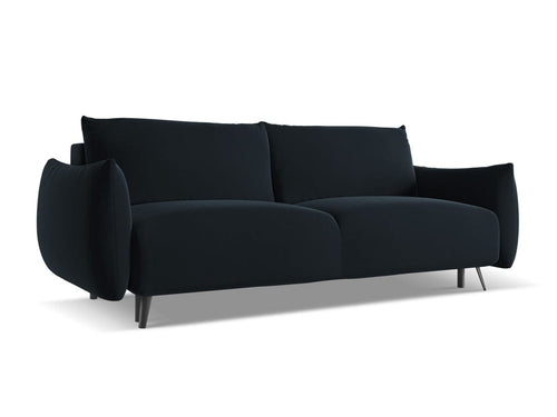 Makamii Canapea Extensibila, 3 locuri, Tapitata cu Stofa, Malie Velvet 3SF-C29 Albastru Royal / Negru, l230xA105xH86 cm