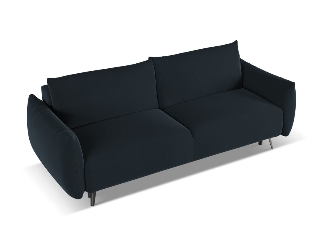 Makamii Canapea Extensibila, 3 locuri, Tapitata cu Stofa, Malie Velvet 3SF-C29 Albastru Royal / Negru, l230xA105xH86 cm